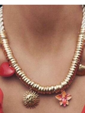 New! Coastal Gold Sun Heart Charm Cord Necklace (1021) NWOT